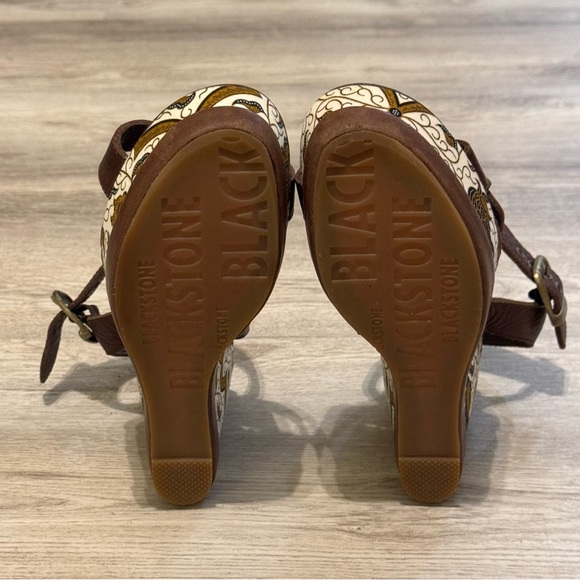 BLACKSTONE Brown Leather Wedge Heel Open Toe Sandals Size 39 /US 8 EUC WORN ONCE - Picture 11 of 12